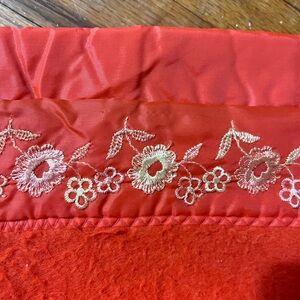 Vintage Rare Burnt Orange Blanket Embroidered Edge Large